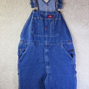 Vintage Dickies Denim Bib Overalls Men's 32x32 Y2K Blue Carpenter Workwear